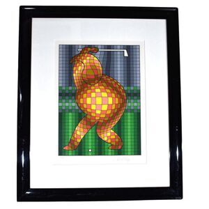 Victor Vasarely The Golfer Signed Limited Edition Serigraph Silkscreen Print